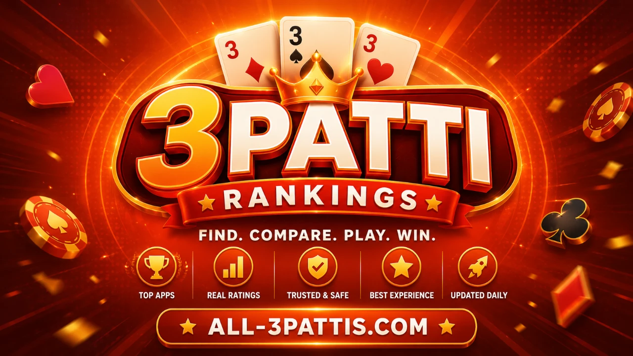 All 3 Pattis bonus-strike banner highlighting PK Teen Patti promo callouts, withdrawal cues, and compact ranked tiles
